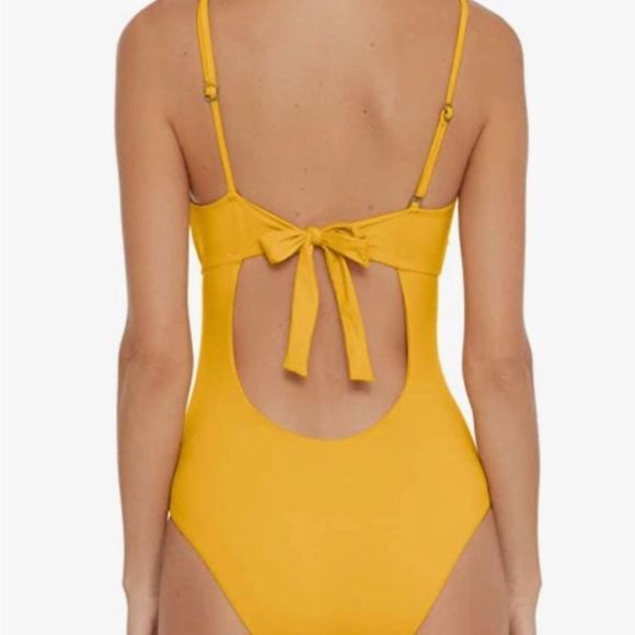 Becca Virtue Sadie One Shoulder One Piece Yellow size Medium - Picture 8 of 9